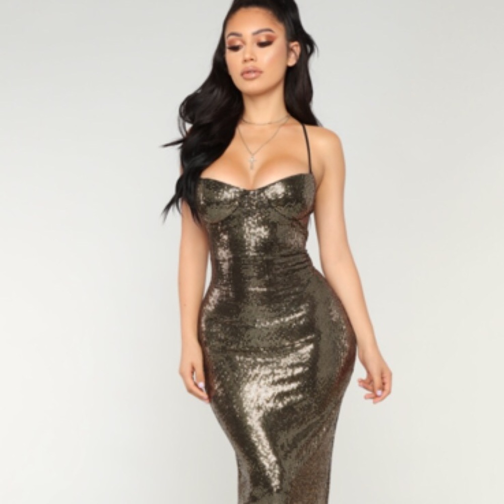 Brand New | Ultra Radiant Sequin Dress - Gold